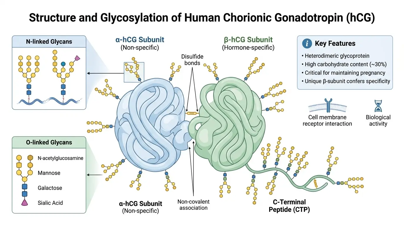 Illustrated HCG peptide molecular overview in a research-focused design