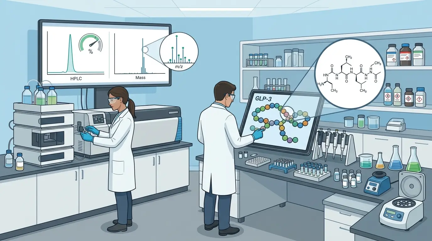GLP-3 peptide molecular weight and purity analysis in a lab. — glp3 peptide